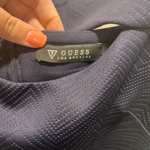 GUESS off the shoulder navy blue dress - Picture 3 of 7